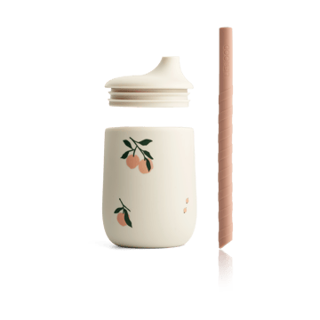 Kubek niekapek ze słomką Ellis 230 ml - Peach-Sea shell mix - Liewood