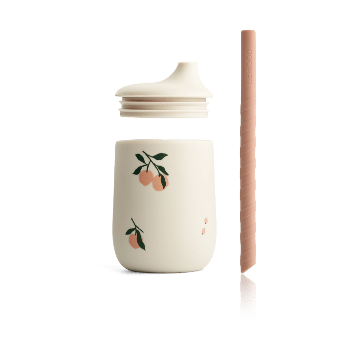 Kubek niekapek ze słomką Ellis 230 ml, Peach-Sea shell mix Liewood