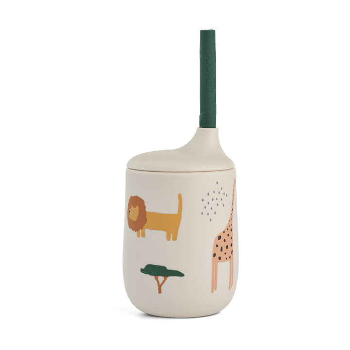 Kubek niekapek ze słomką Ellis 230 ml - Safari sandy mix - Liewood