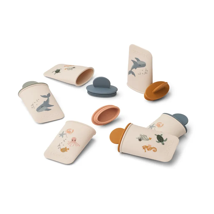 Malik, mini foremki do lodów na patyku z nadrukiem, 12 szt. - Sea creature-sandy - Liewood
