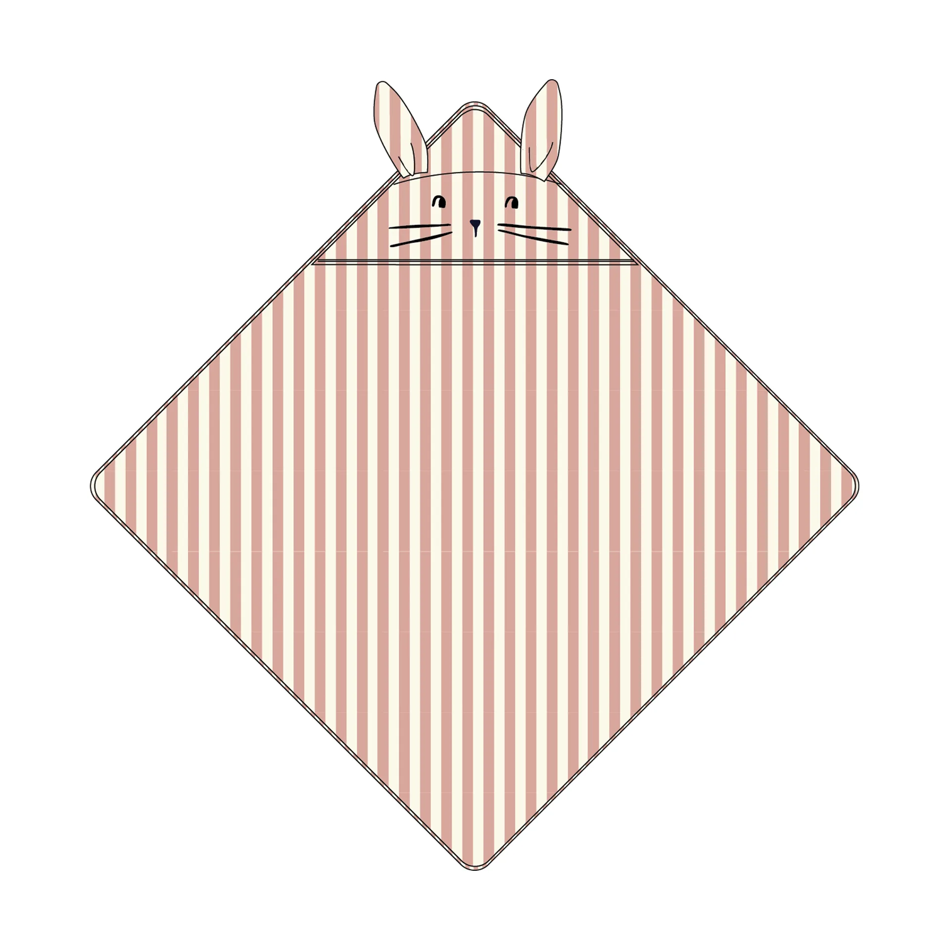 Ręcznik z kapturem Albert 70x70 cm, Coral blush-creme de la creme stripe Liewood