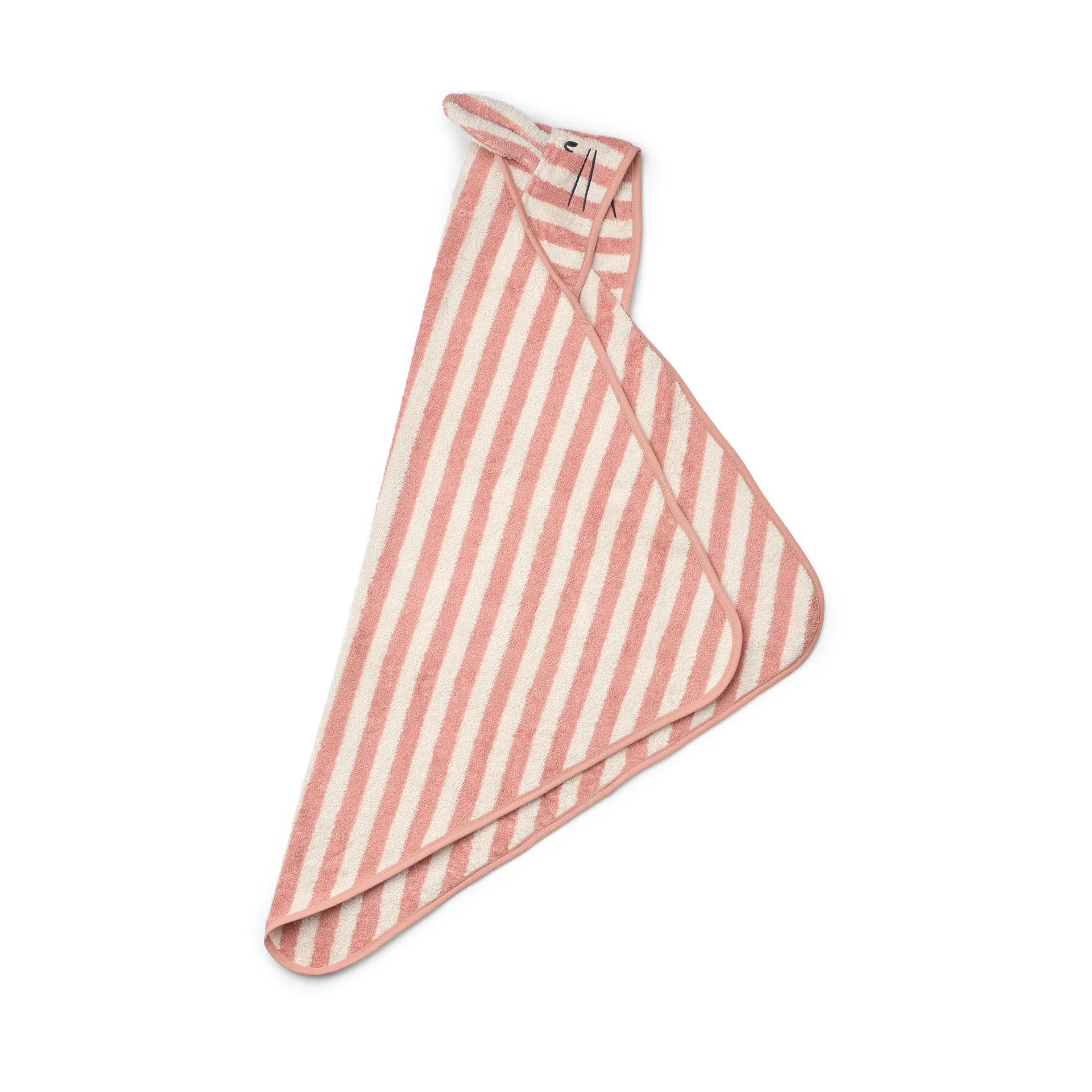 Ręcznik z kapturem Albert 70x70 cm, Coral blush-creme de la creme stripe Liewood