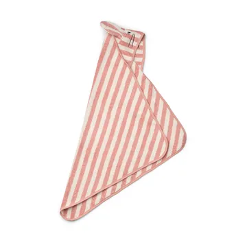 Ręcznik z kapturem Albert 70x70 cm - Coral blush-creme de la creme stripe - Liewood