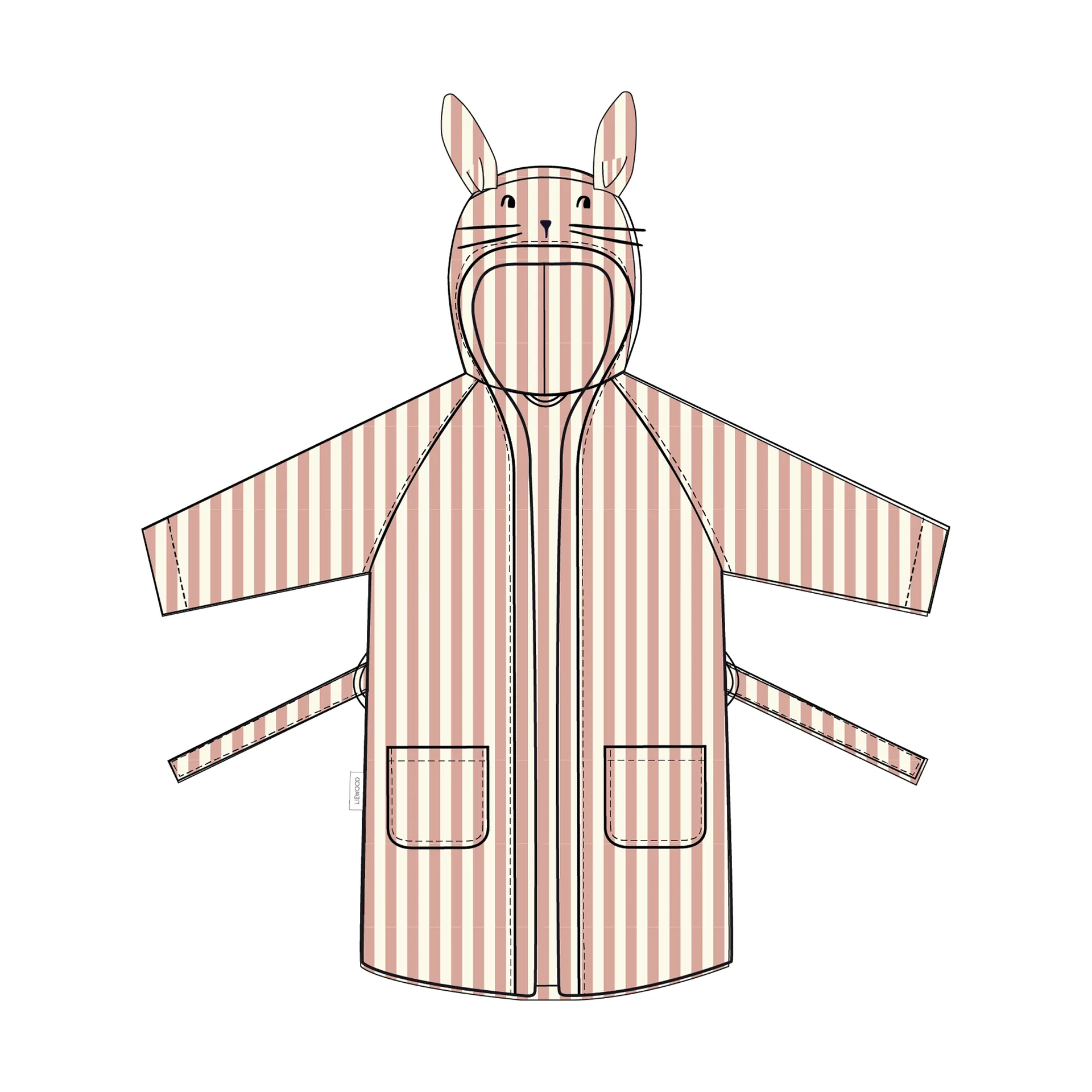 Szlafrok Lily coral blush creme de la creme stripe, 5–6 lat Liewood