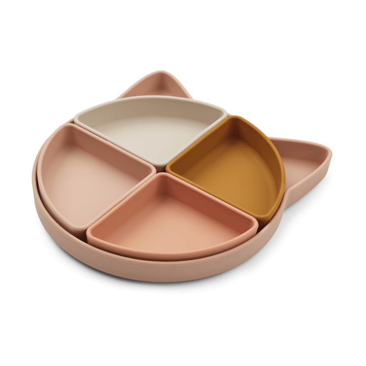Talerz dziecięcy + 4 miski Arne - Cat rose multi mix - Liewood