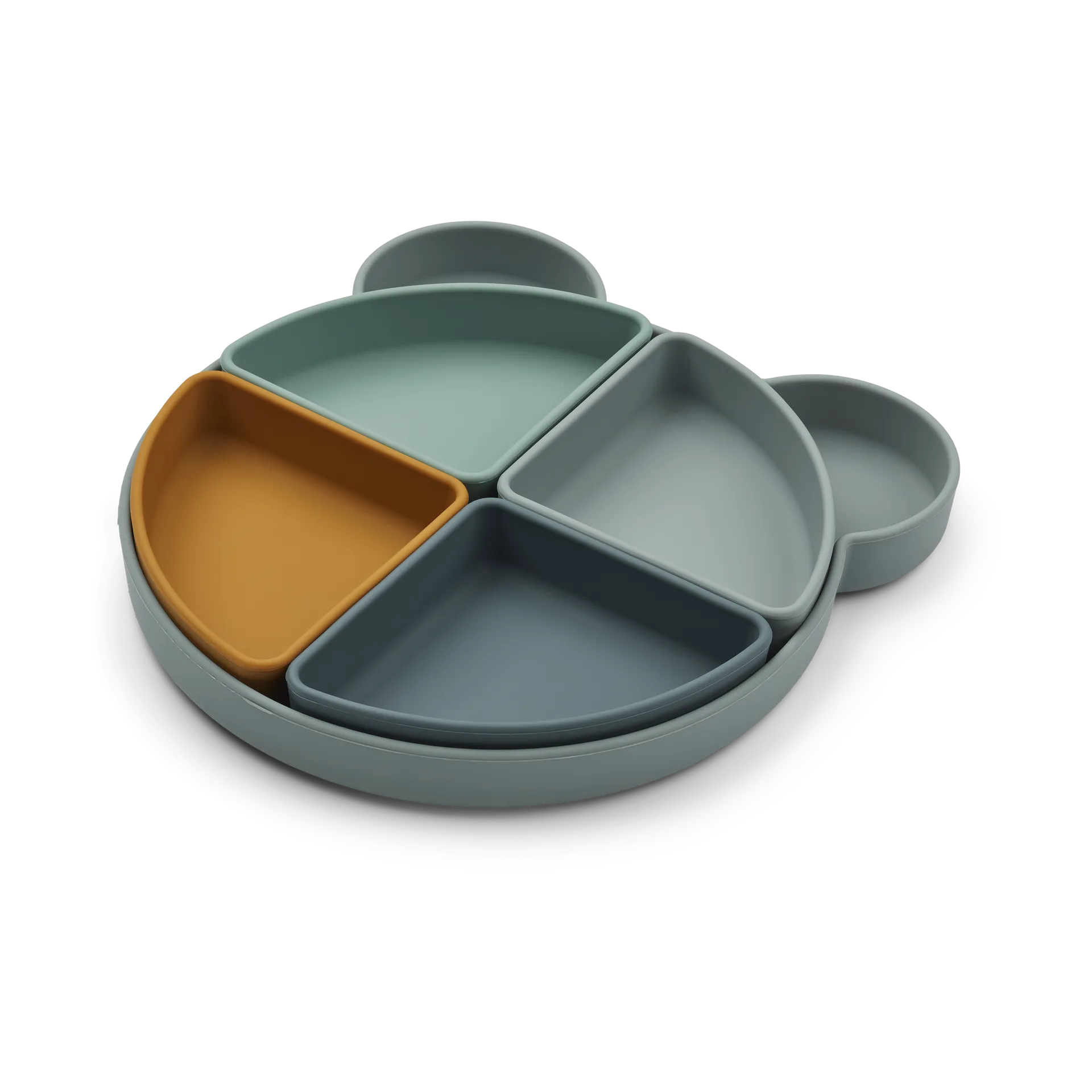 Talerz dziecięcy + 4 miski Arne, Mr bear blue fog multi mix Liewood