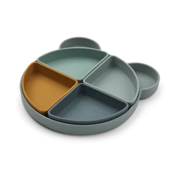 Talerz dziecięcy + 4 miski Arne - Mr bear blue fog multi mix - Liewood