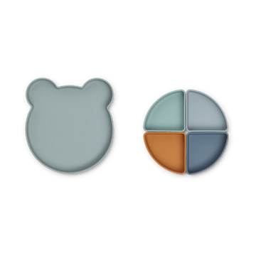 Talerz dziecięcy + 4 miski Arne - Mr bear blue fog multi mix - Liewood
