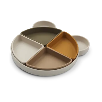 Talerz dziecięcy + 4 miski Arne - Mr bear sandy multi mix - Liewood