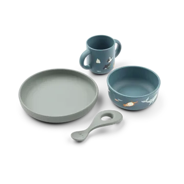 Zestaw naczyń z nadrukiem Vivi, 4 części - Arctic Sea-Ocean view - Liewood