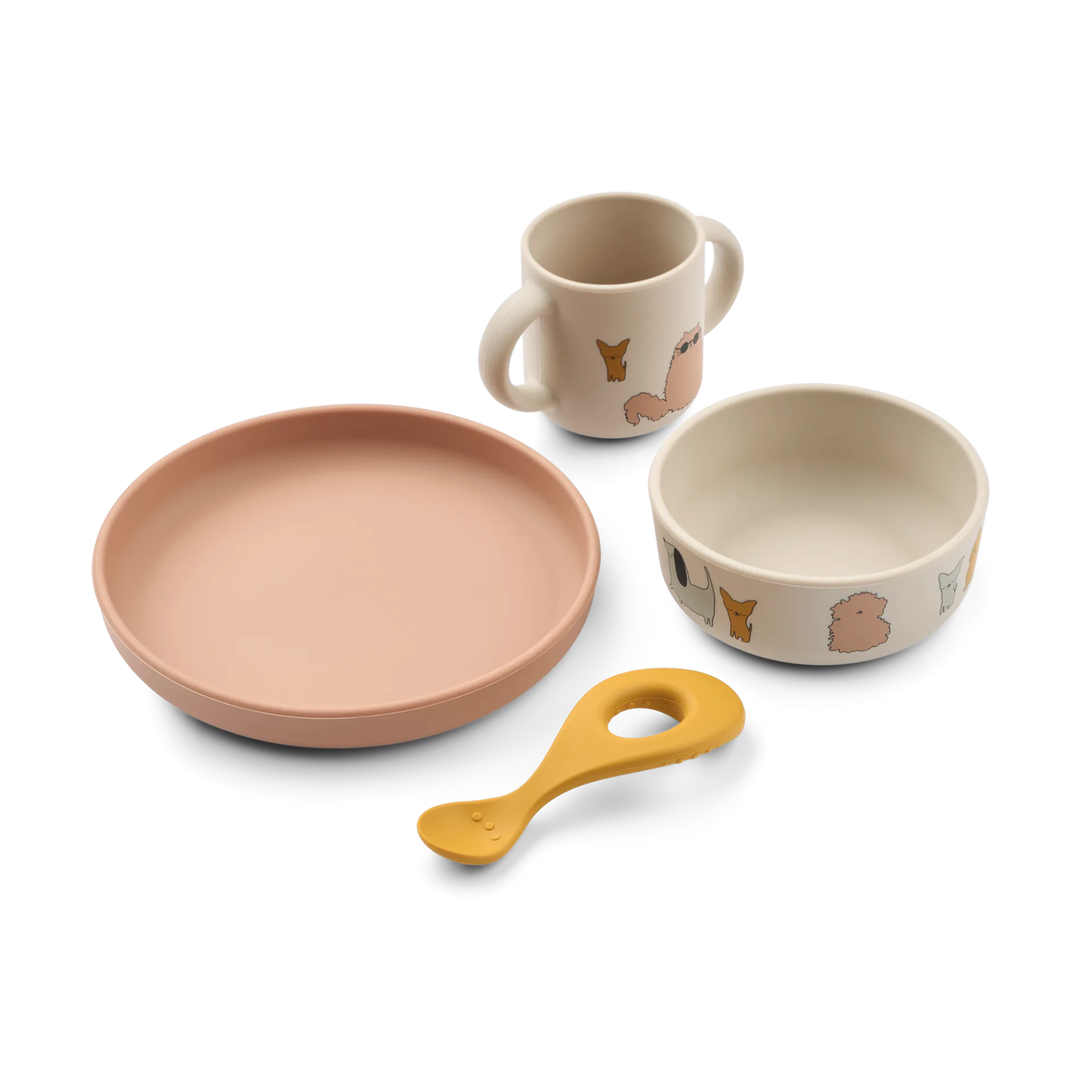 Zestaw naczyń z nadrukiem Vivi, 4 części, Cats and Dogs-Sandy Liewood