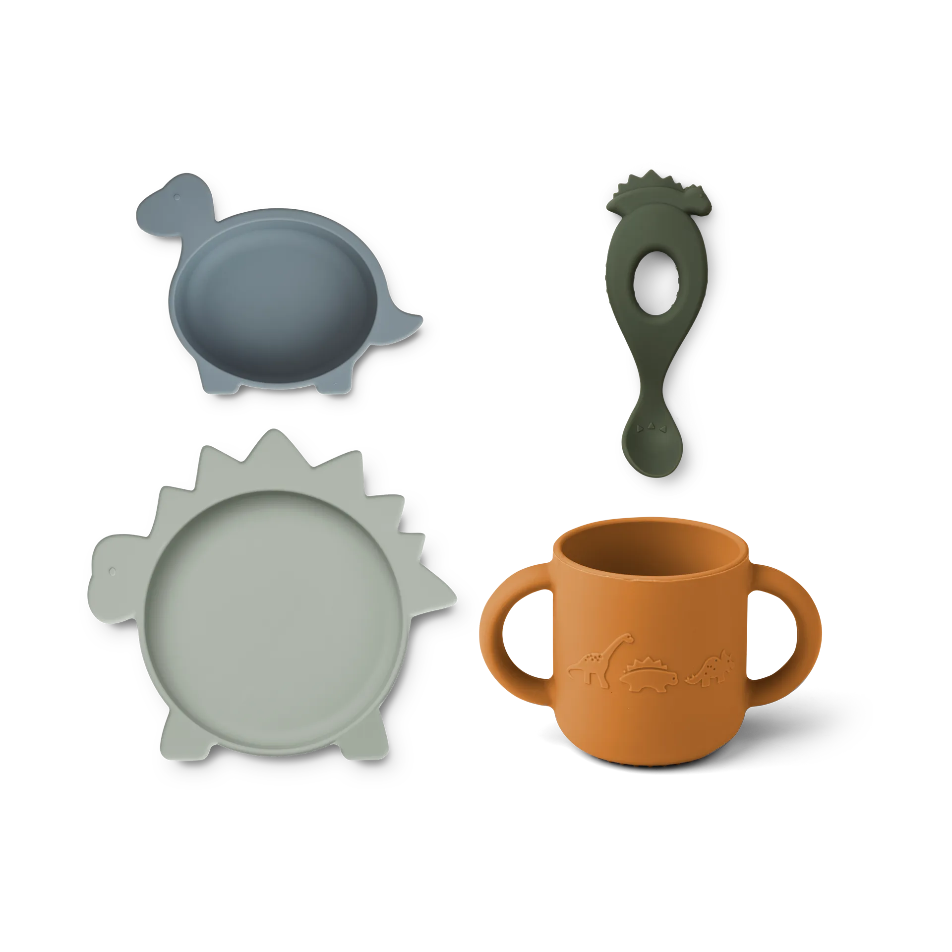 Zestaw naczyń z silikonu Vivi 4 części, Dino blue multi mix Liewood