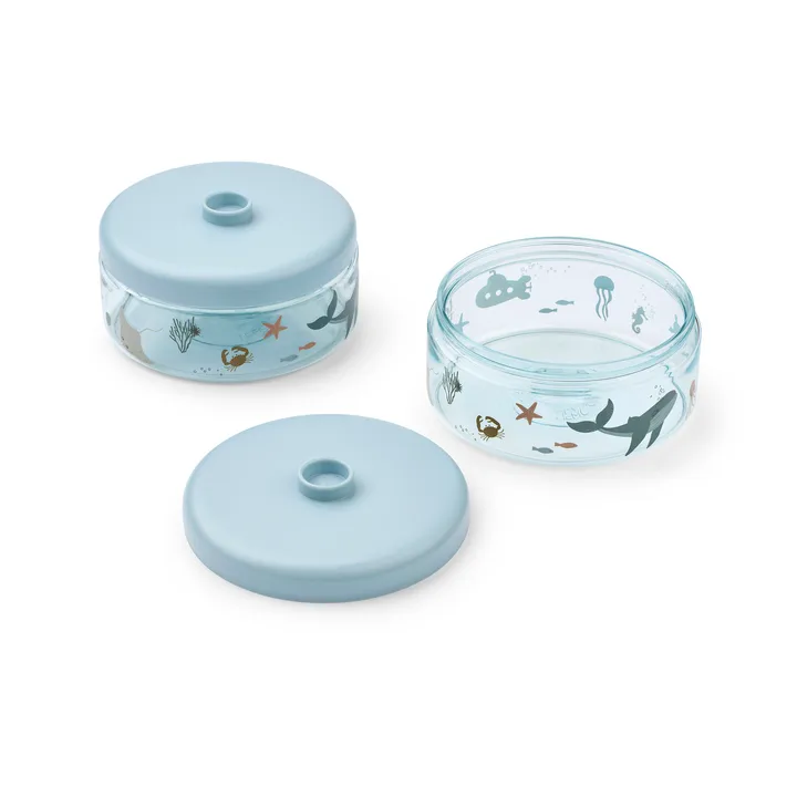 Zestaw słoiczków dla dzieci Dominique  500 ml, 4 szt. - Sea creature-sandy - Liewood