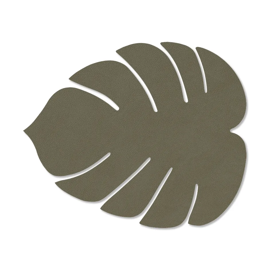 Monstera Leaf Nupo mata stołowa S, Army green, 26x22 cm LIND DNA