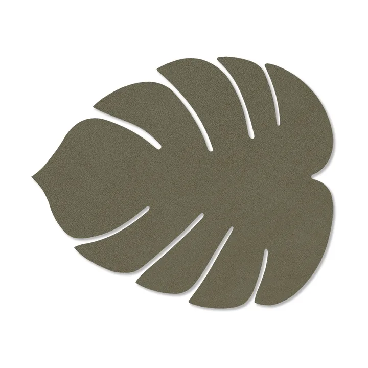Monstera Leaf Nupo mata stołowa S - Army green, 26x22 cm - LIND DNA