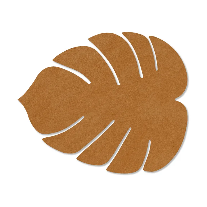 Monstera Leaf Nupo mata stołowa S - Burned curry, 26x22 cm - LIND DNA