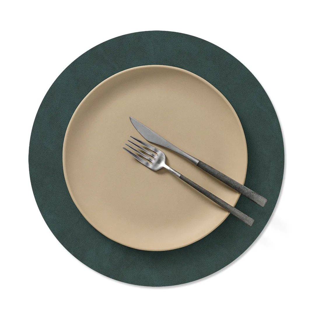 Nupo taca stołowa okrągła dwustronna M 1 szt., Dark green-olive green, Ø30 cm LIND DNA