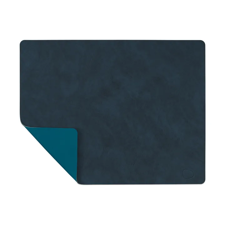 Podkładka na stół Nupo Square L, dwustronna - Midnight blue-petrol (granatowo-niebieska), 45x36 cm - LIND DNA