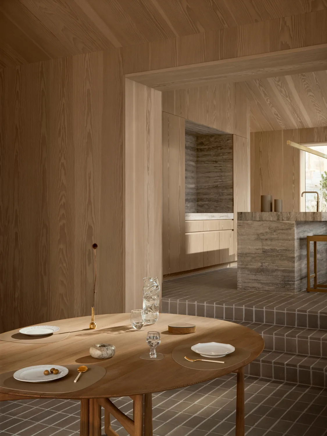 Podkładka stołowa Corduroy curve L, Nougat LIND DNA