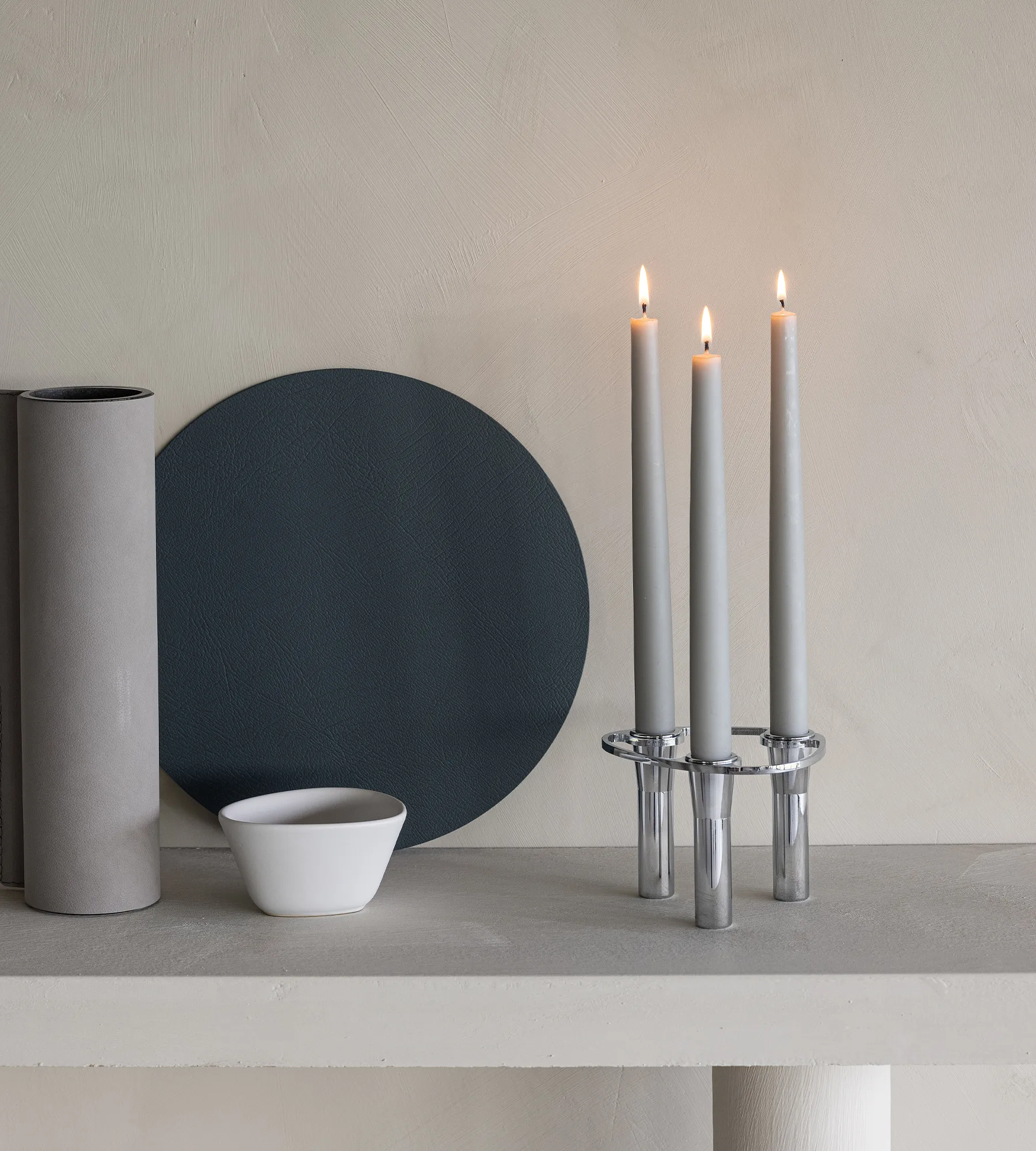 Świecznik kombinowany Lind Curve chrom, Potrójny LIND DNA