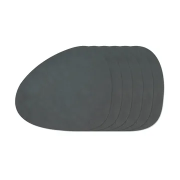 Zestaw podkładek na stół Nupo Curve - Anthracite, 6 szt., 44x37 cm - LIND DNA