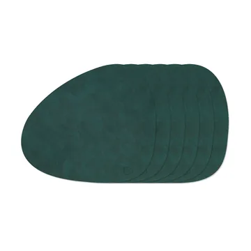Zestaw podkładek na stół Nupo Curve - Dark Green, 6 szt., 44x37 cm - LIND DNA