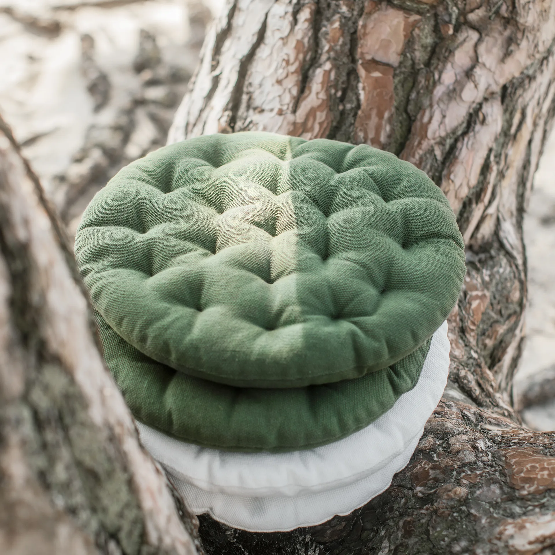 Poduszka na krzesło Pepper Ø37 cm, Biała Linum