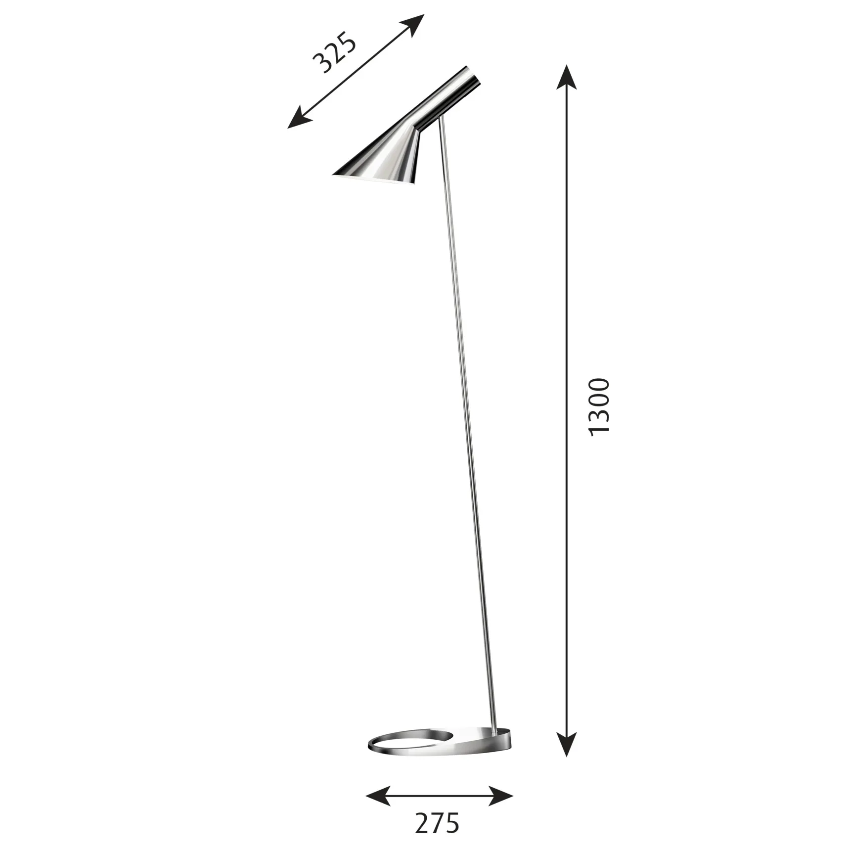 Lampa podłogowa AJ, Stal nierdzewna polerowana Louis Poulsen
