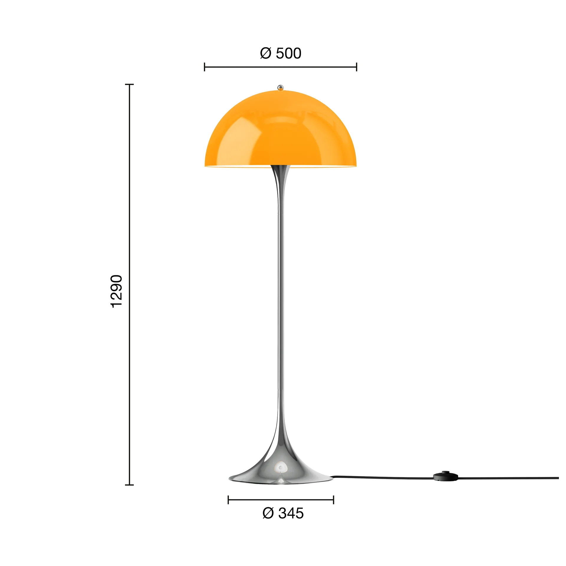 Lampa podłogowa Panthella 500, Original opal orange Louis Poulsen