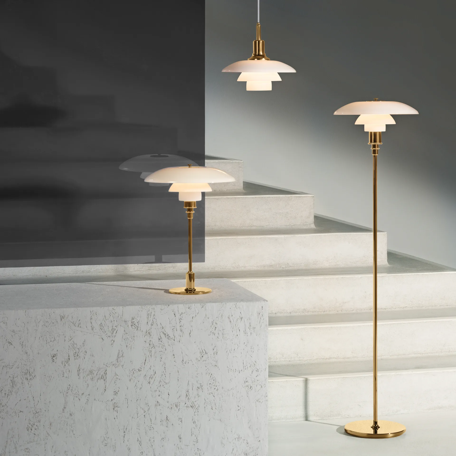 Lampa podłogowa PH 3½-2½, Mosiądz Louis Poulsen