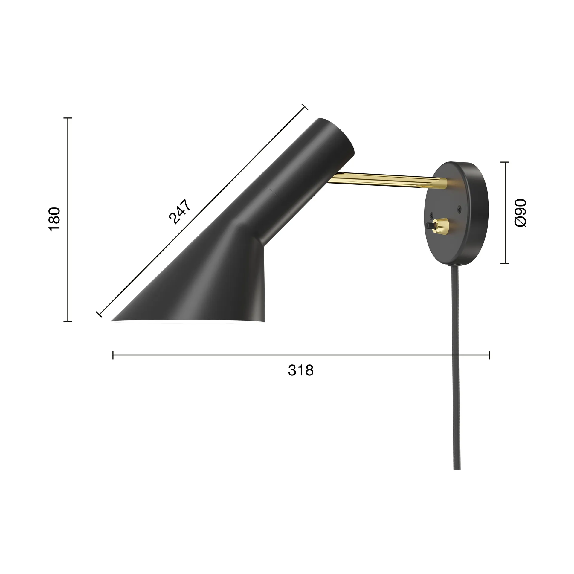 Lampa ścienna AJ, Brass-black Louis Poulsen