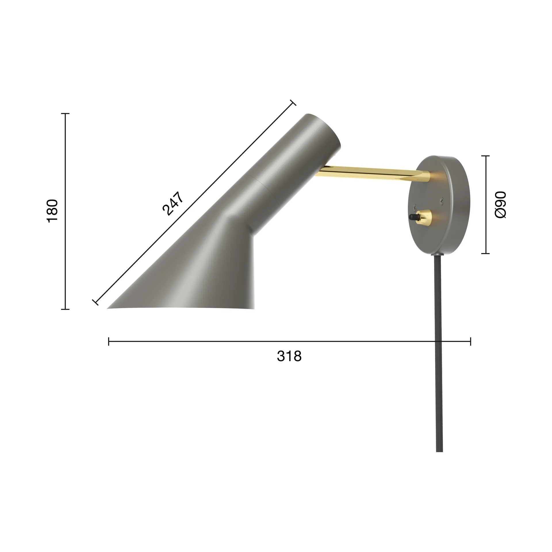 Lampa ścienna AJ, Brass-warm grey Louis Poulsen