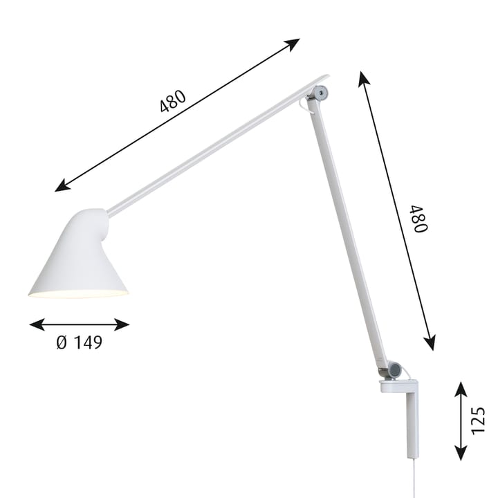 Lampa ścienna NJP z długim ramieniem - Biały - Louis Poulsen