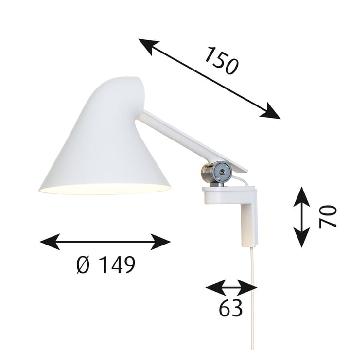 Lampa ścienna NJP z krótkim ramieniem, Biały Louis Poulsen