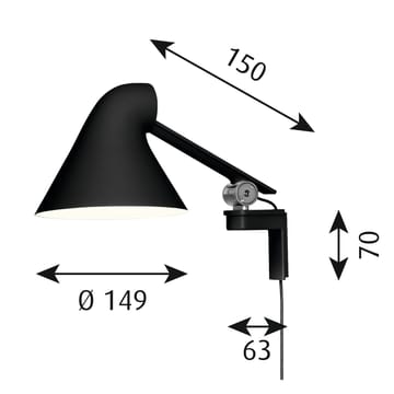 Lampa ścienna NJP z krótkim ramieniem - Czarny - Louis Poulsen