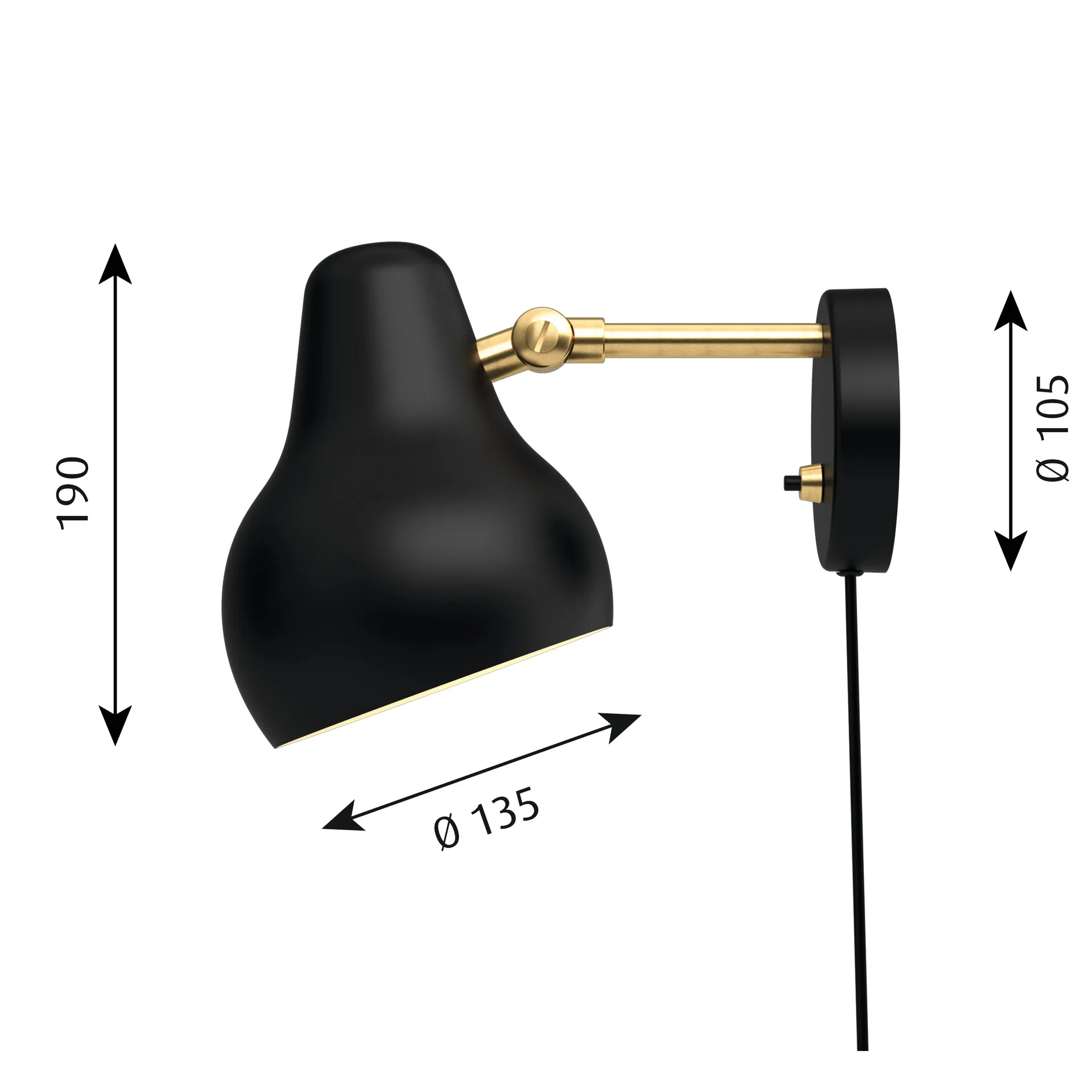 Lampa ścienna VL38, Czarny Louis Poulsen