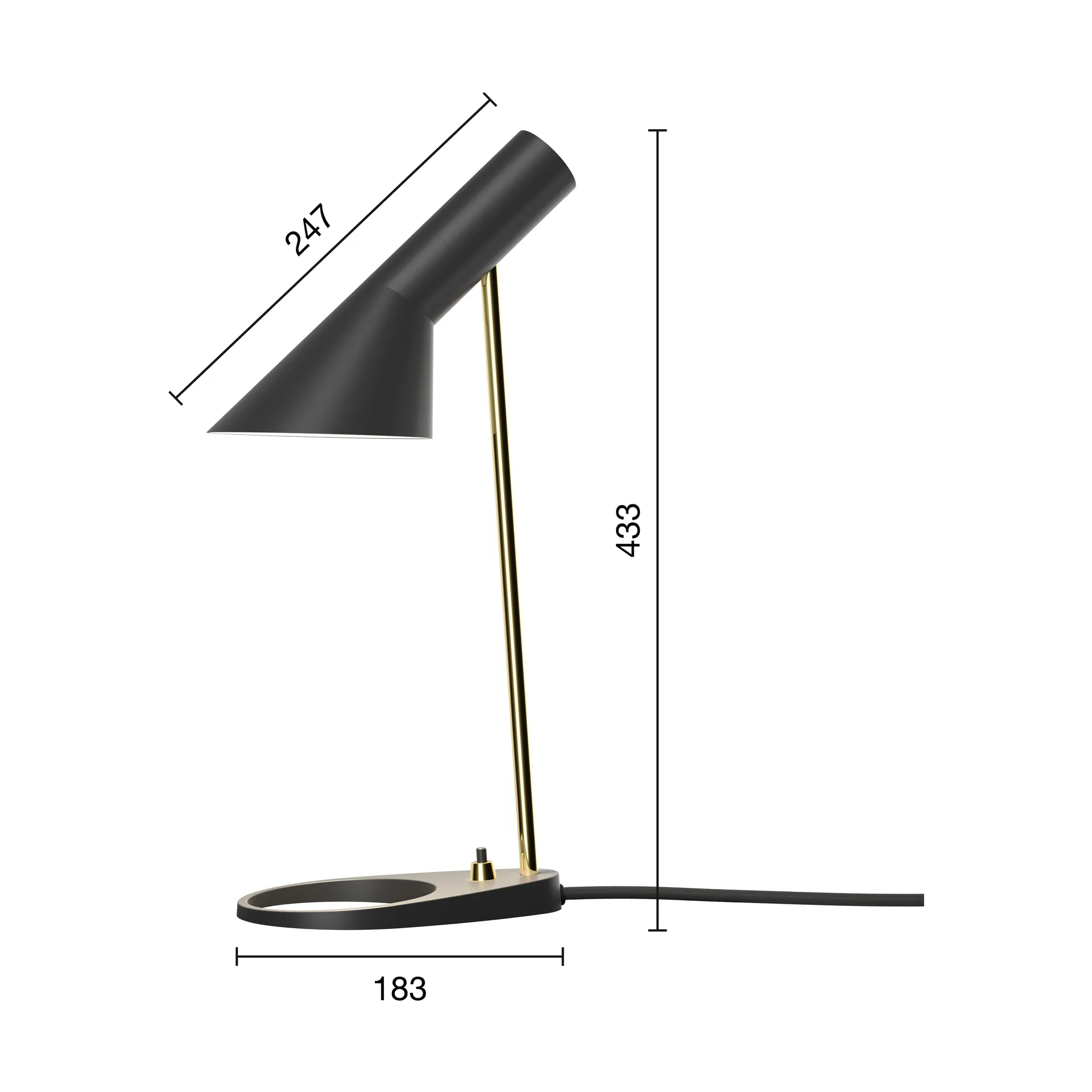 Lampa stołowa AJ MINI, Brass-black Louis Poulsen