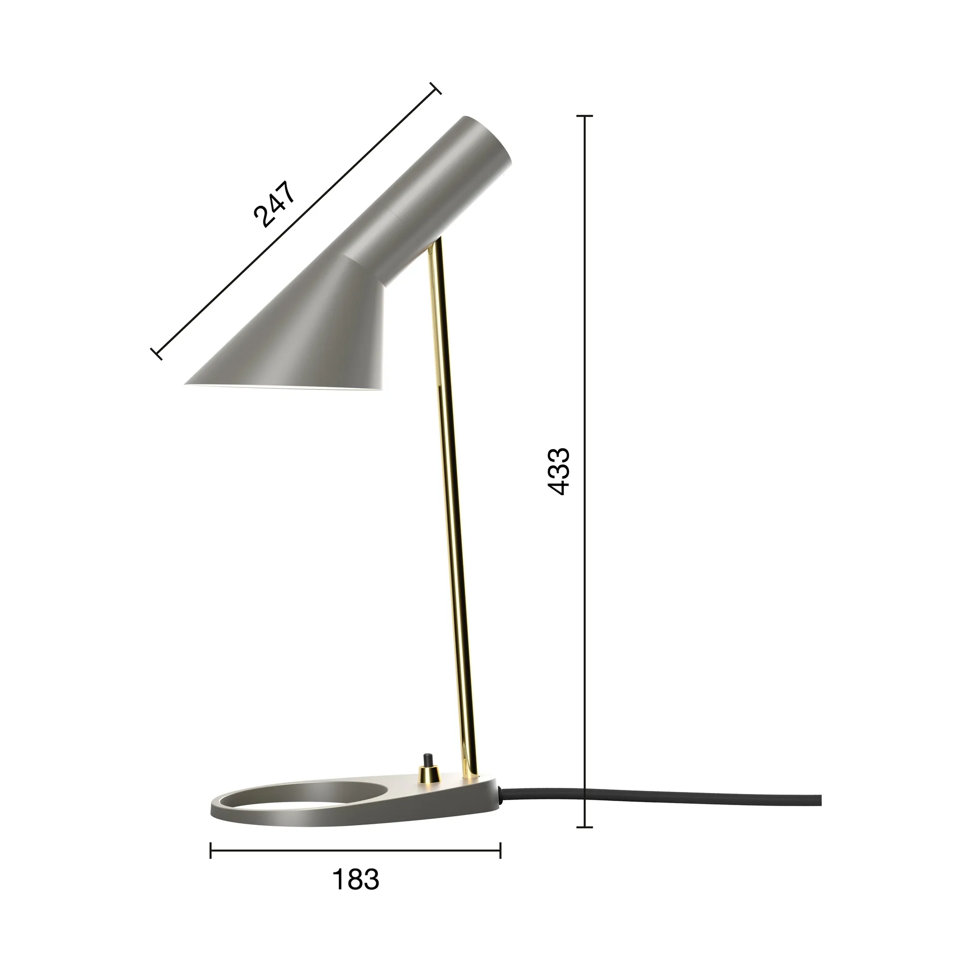Lampa stołowa AJ MINI, Brass-warm grey Louis Poulsen