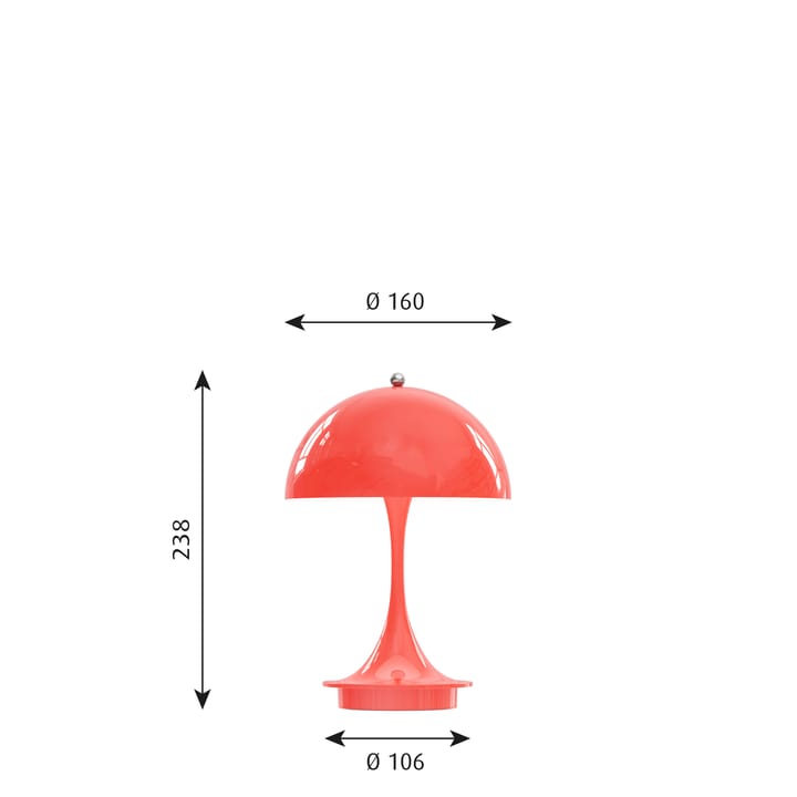 Lampa stołowa Panthella 160 portable, Koral Louis Poulsen
