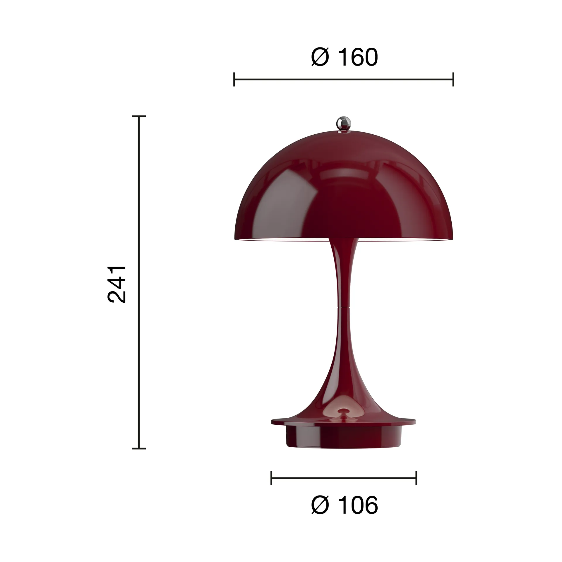 Lampa stołowa Panthella 160 portable, Opaque burgundy Louis Poulsen