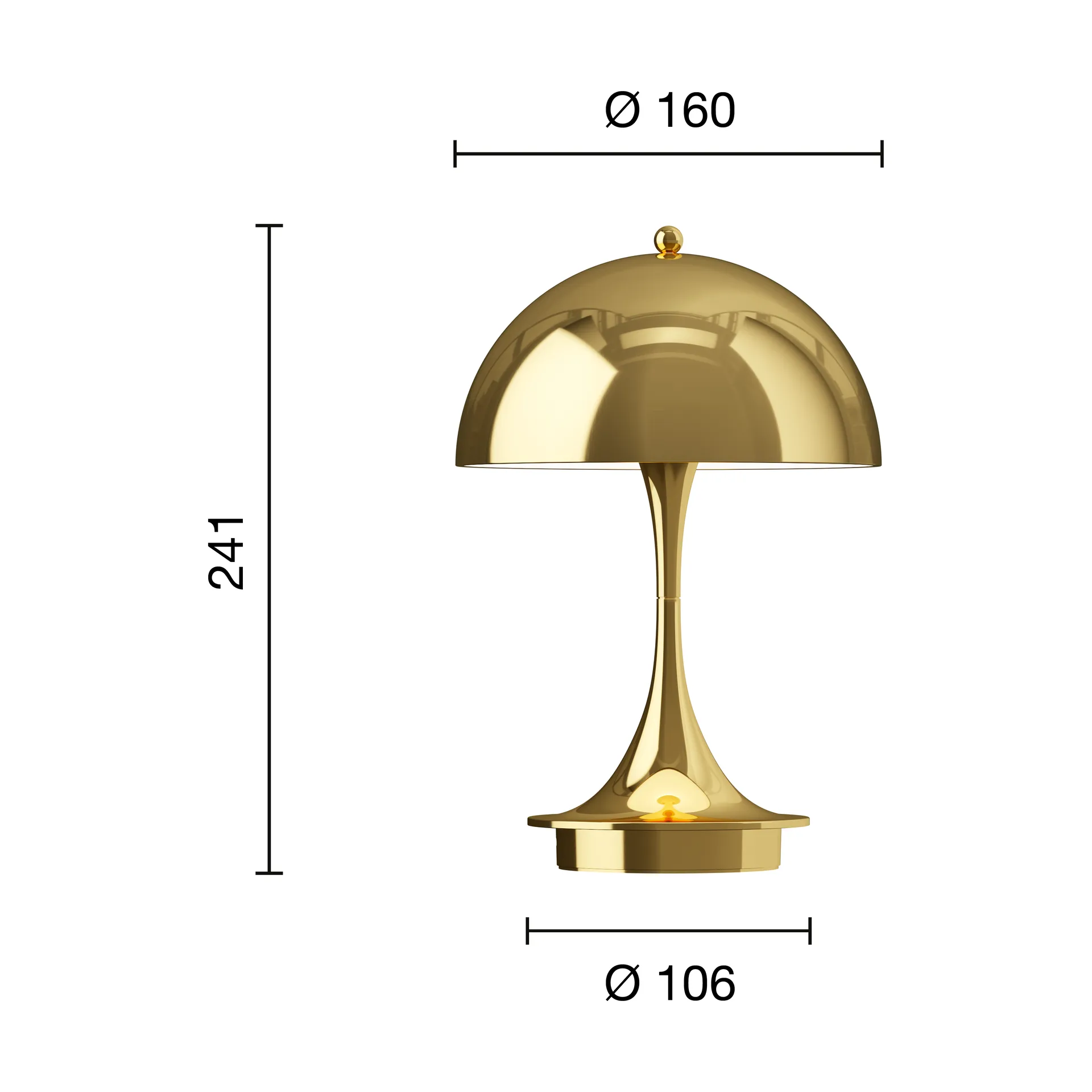 Lampa stołowa Panthella 160 Portable v3, Brass metallised Louis Poulsen