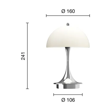 Lampa stołowa Panthella 160 Portable v3 - Chrome opal beige - Louis Poulsen