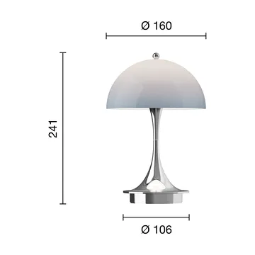 Lampa stołowa Panthella 160 Portable v3 - Chrome opal bluegrey - Louis Poulsen