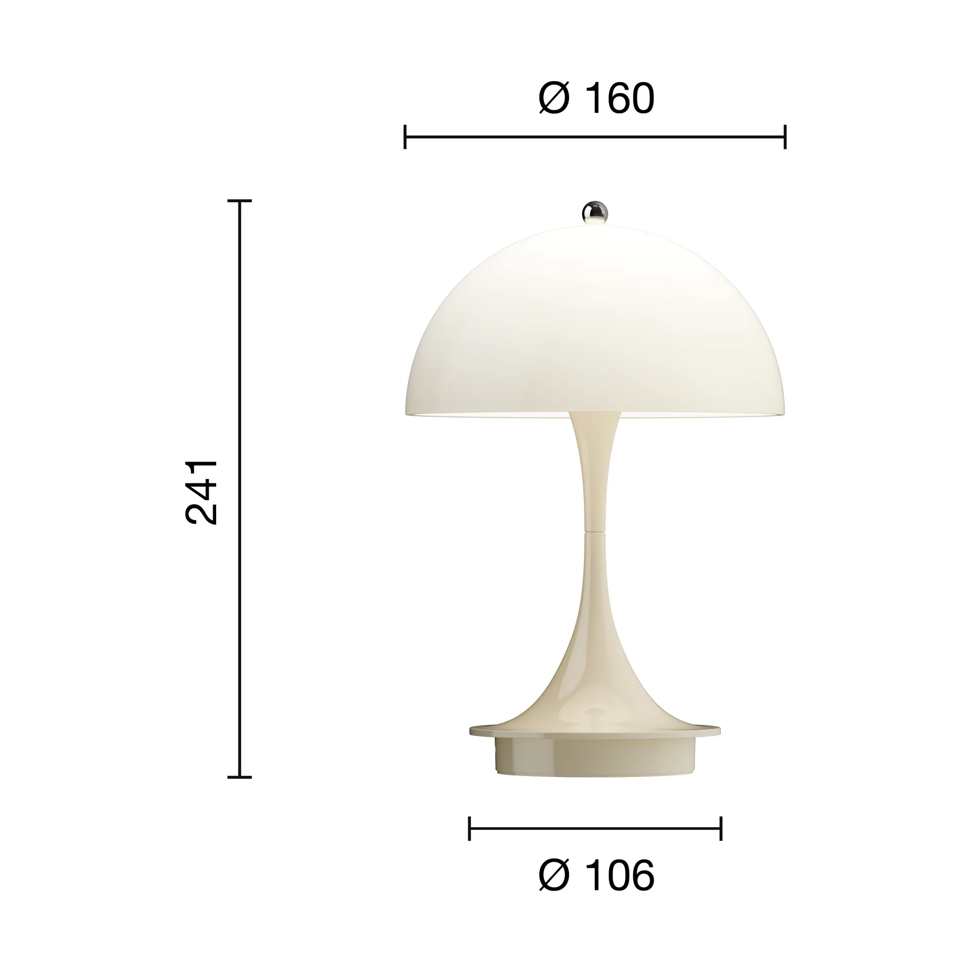 Lampa stołowa Panthella 160 Portable v3, Opal beige Louis Poulsen