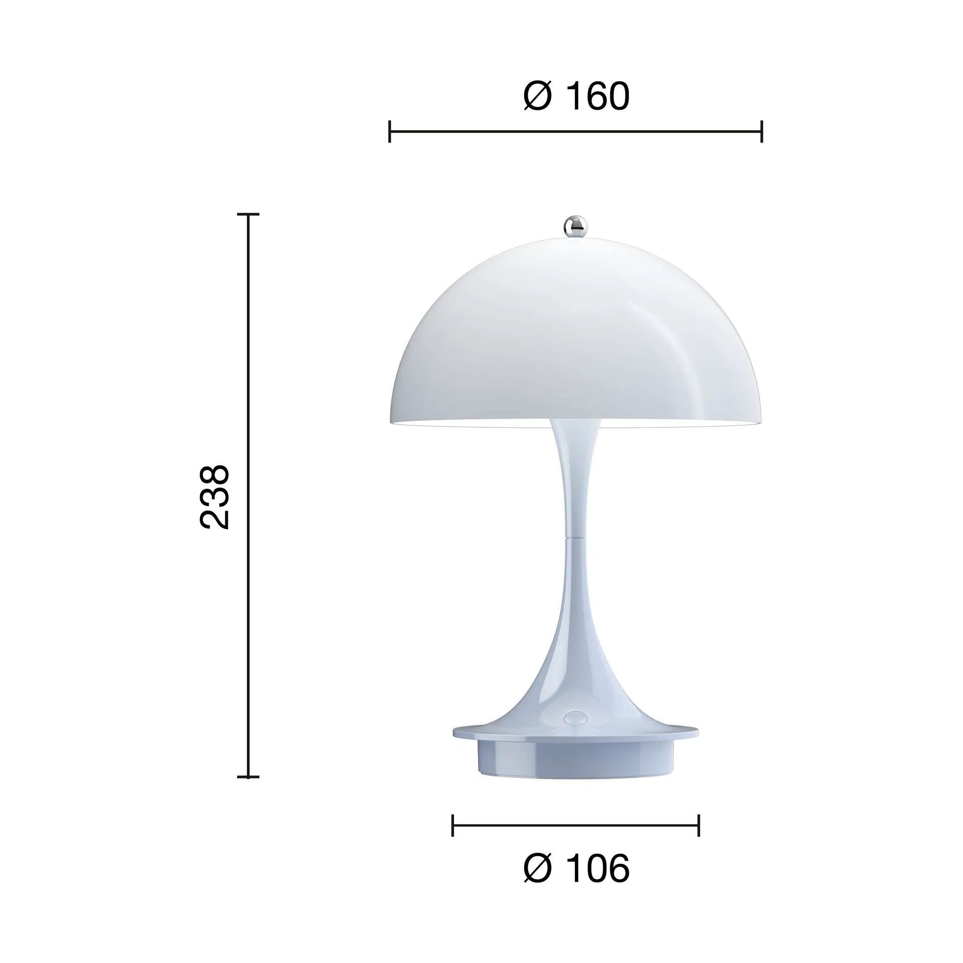 Lampa stołowa Panthella 160 Portable v3, Opal pale blue Louis Poulsen