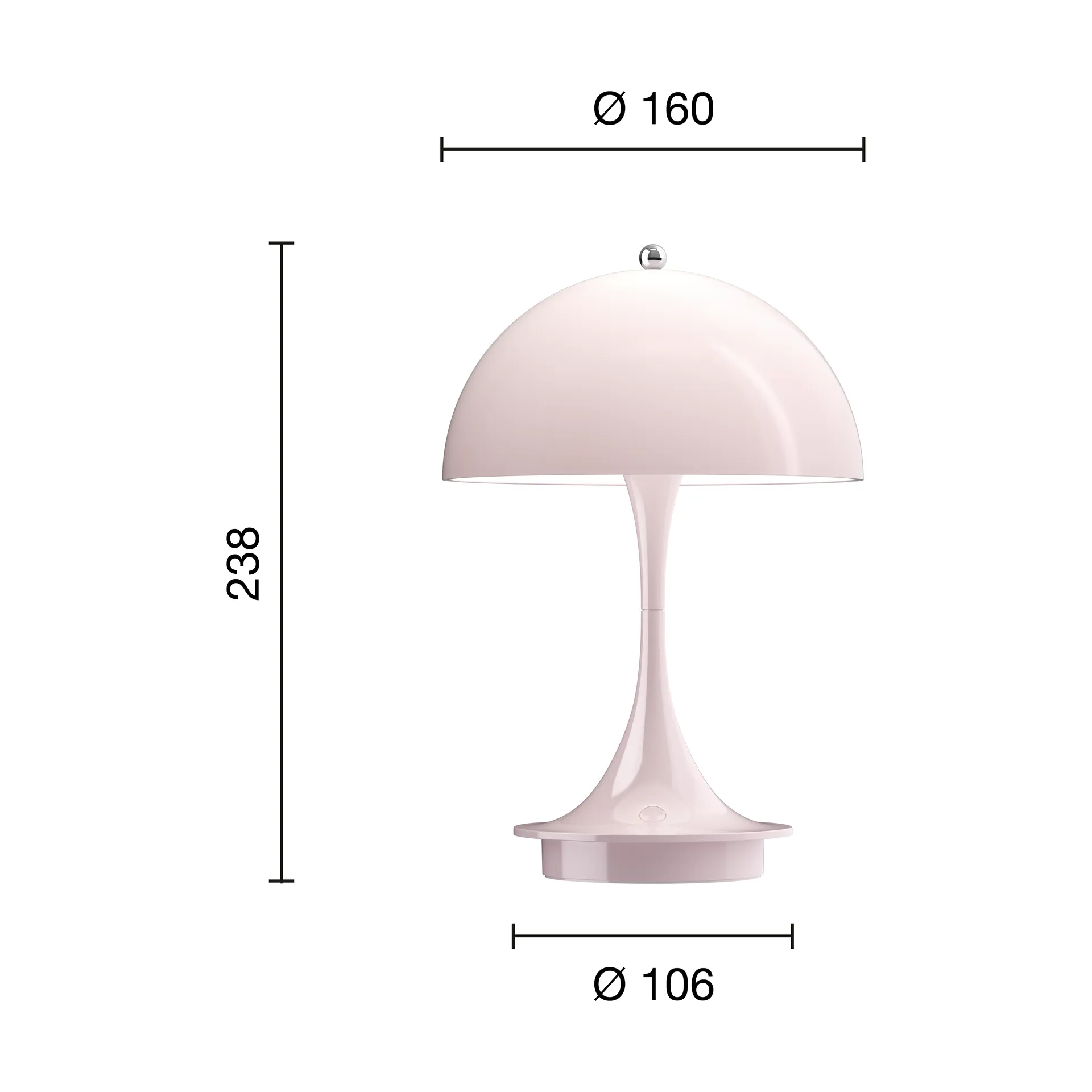 Lampa stołowa Panthella 160 Portable v3, Opal pale rose Louis Poulsen