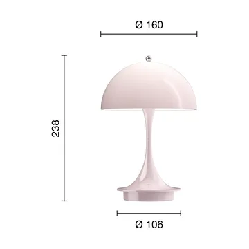 Lampa stołowa Panthella 160 Portable v3 - Opal pale rose - Louis Poulsen