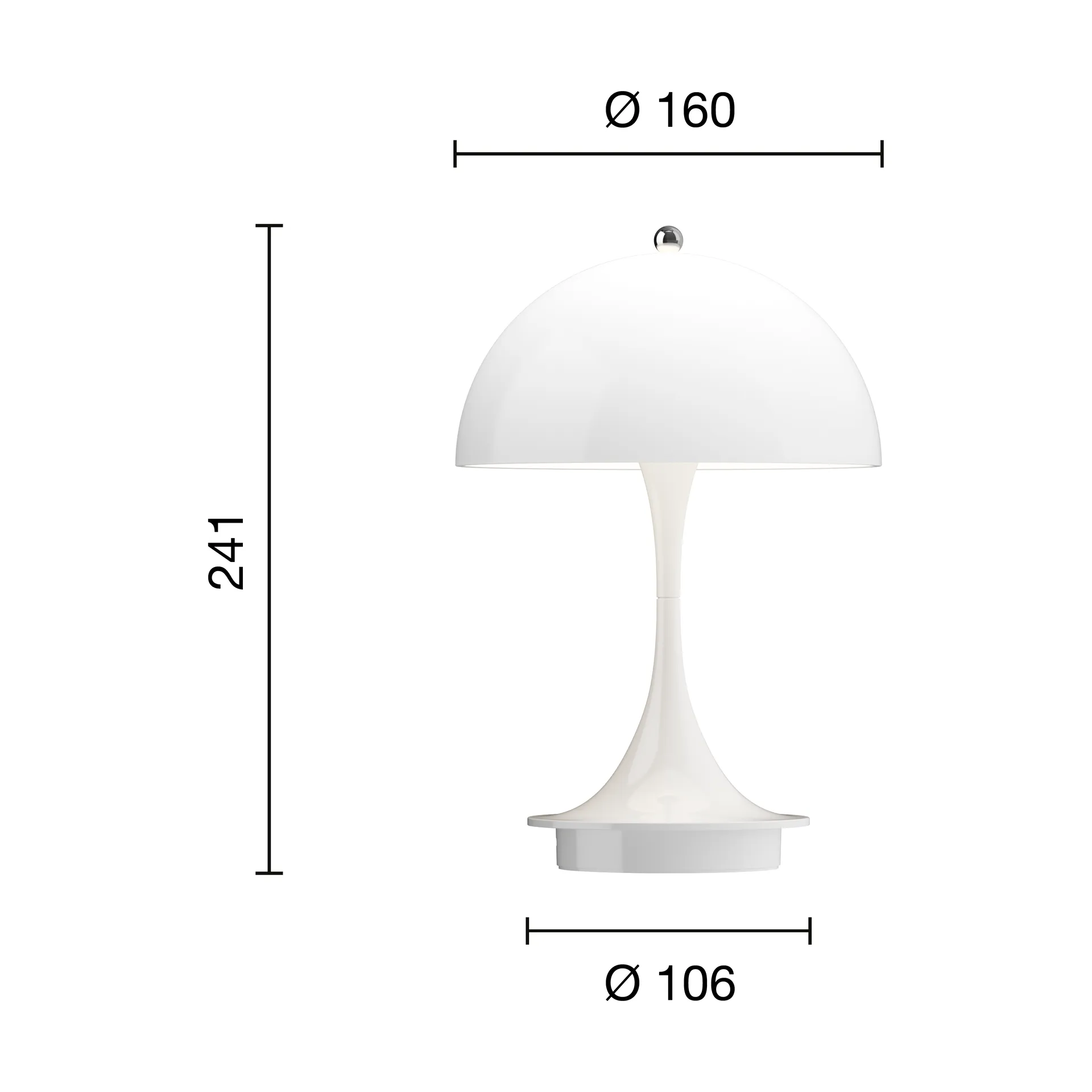 Lampa stołowa Panthella 160 Portable v3, Opal white Louis Poulsen