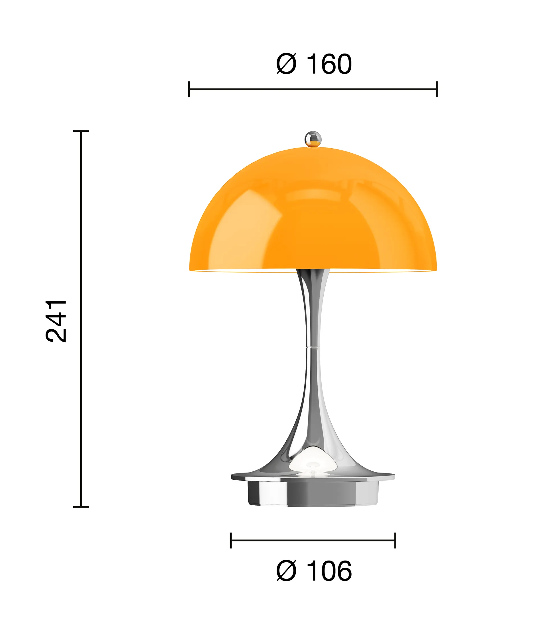 Lampa stołowa Panthella 160 Portable v3, Original Opal Orange Louis Poulsen