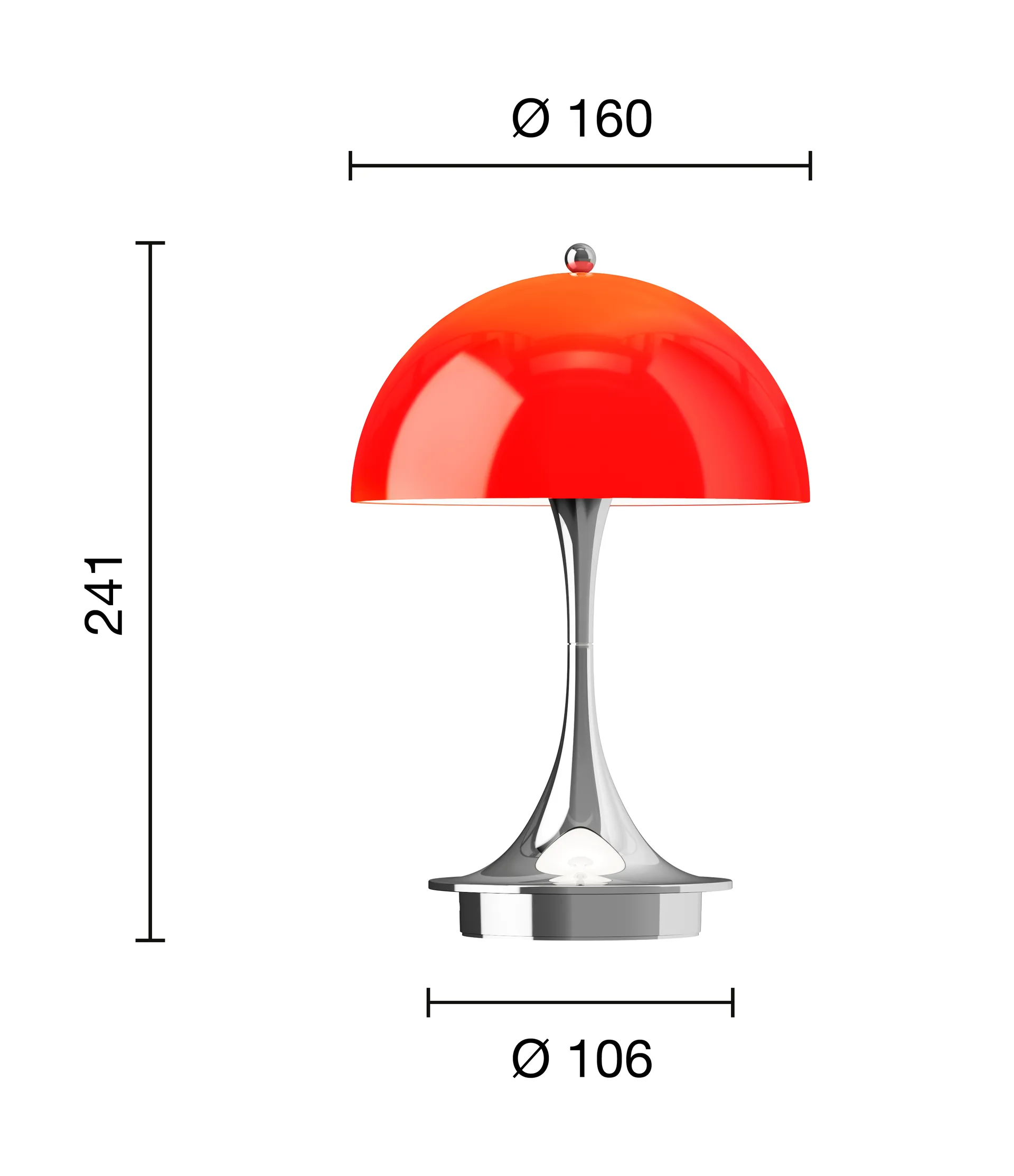 Lampa stołowa Panthella 160 Portable v3, Original Opal Red Louis Poulsen
